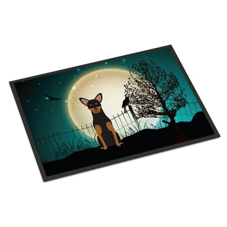 Jensendistributionservices Halloween Scary Manchester Terrier Indoor or Outdoor Mat, 24 x 0.25 x 36 in. MI2549589
